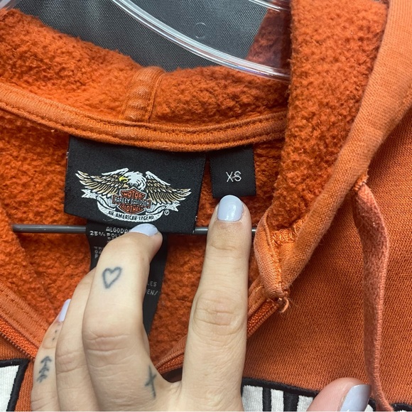 CLEAR OUT SALE Harley Davidson Motor Cycles orange zip up sweater XS - Picture 9 of 9